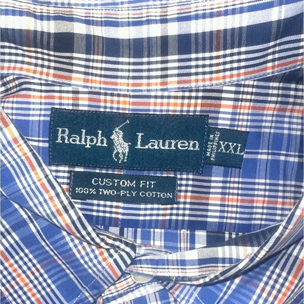 Ralph Lauren Shirt Men's XXL Button Up Long Sleeve Custom Fit Blue‎ Polo Pony